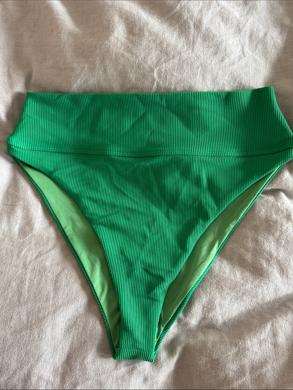 Beach Riot Ribbed Emerald Green High-Waist Bikini Bottom